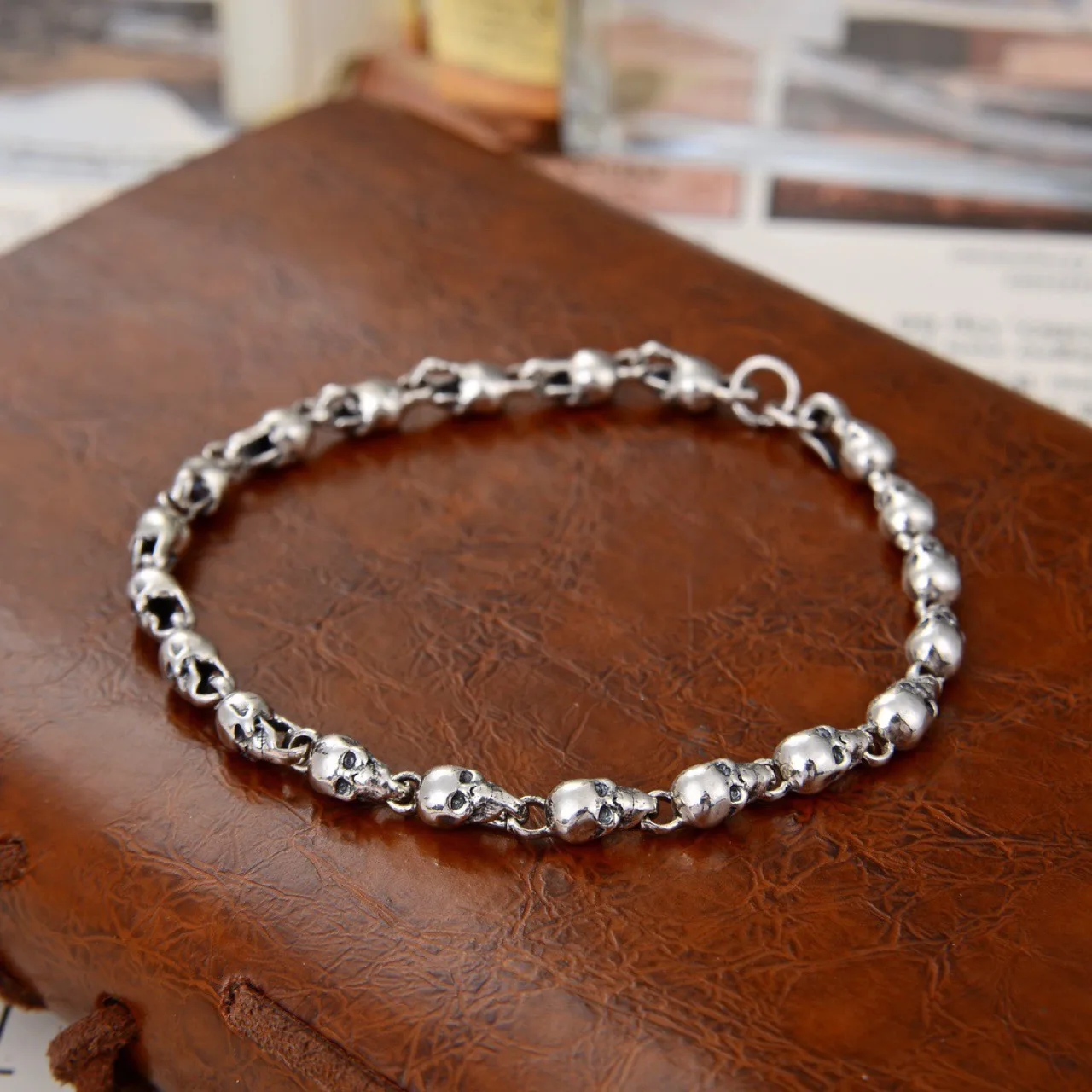 Мужская цепочка из серебра 925 пробы с черепом