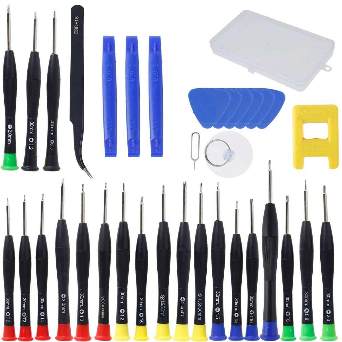 

33Pcs Magnetic Screwdriver Set 0.6-3mm Micro Screwdriver Kit Metric Pentagonal Torx Flat Cross Y-shaped Head Screwdriver with