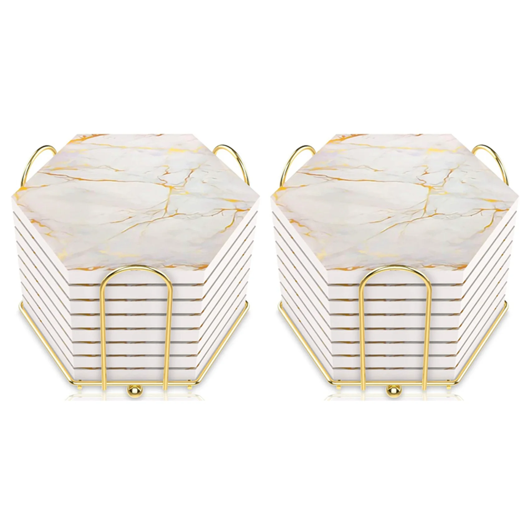 

16 Pcs Coasters for Drinks Absorbent with Holder Marble Design Ceramic Coaster Set Super Absorbent Hot and Cold Drink