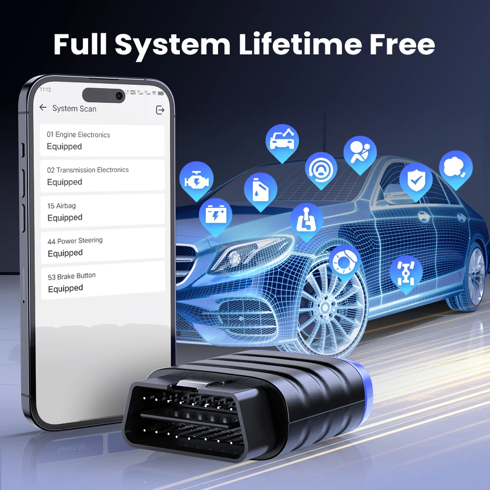 Фото Автосканер MUCAR BT200 Lite OBD2 с функцией сброса данных о масле, пожизненными бесплатными обновлениями, диагностикой всех систем и 15 функциями сброса, считыватель кодов неисправностей автомобиля №1
