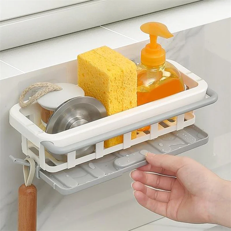 

Kitchen Hanging Storage Rack Shelf Towel Sponge Drain Organizer Alumimum Sink Drain Rack Basket Bathroom Shampoo Towel Holder