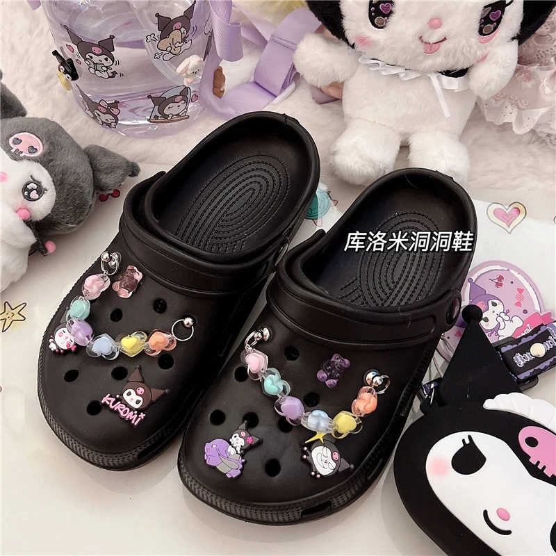 

Пляжные сандалии и тапочки с аниме, милая обувь с дырками My Melody, милая Домашняя одежда, Нескользящие, Ins, летние