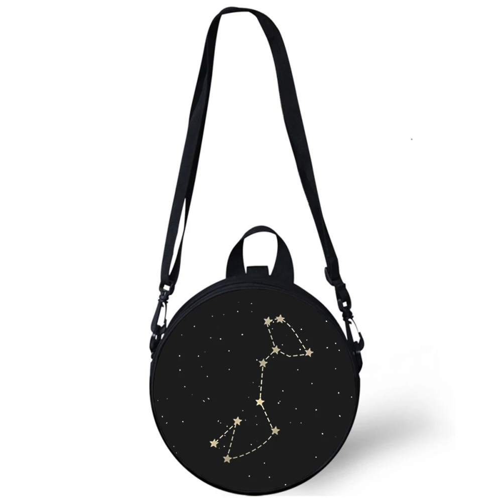 12 constellations fashion art Child kindergarten Bag 3D Print Shoulder Bags For School Women Mini Round Bagpacks Rugtas Bag