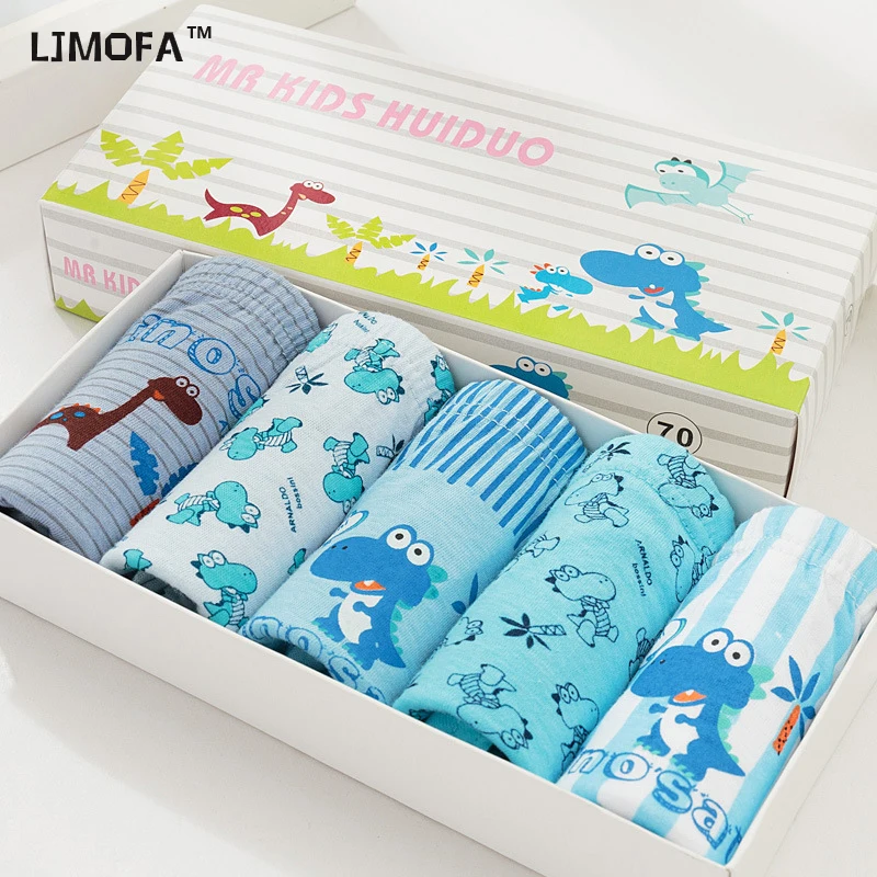 

LJMOFA 5 Pcs/Lot 2-13T Boys Underwear Cotton Children Cute Car Mickey Briefs Dinosaur Cartoon Kids Panties B149