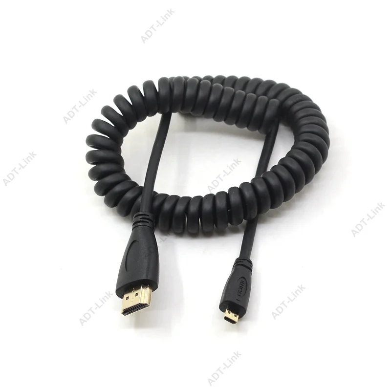 HDMI-compatible HDMI To Right & Left Angle Mini HDMI & HDMI & Micro HDMI Male To Male Stretch Spring Curl Flexible Cable V1.4 images - 6