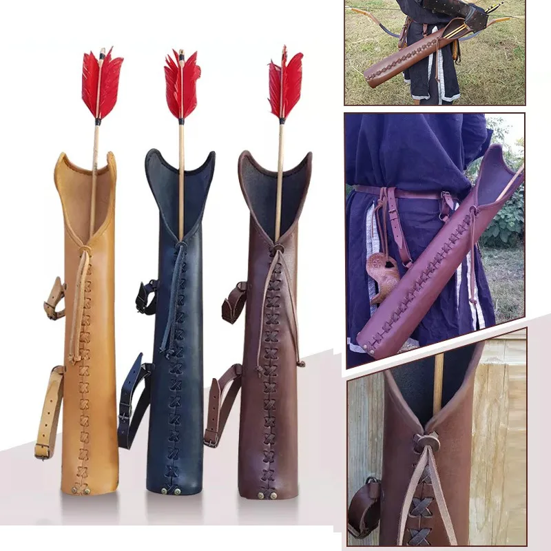 

Medieval Vintage Leather Waist Belt Archery Quiver Steampunk Gothic Arrow Holder Bow Shooting Hunting Bag Quiver Cosplay Props