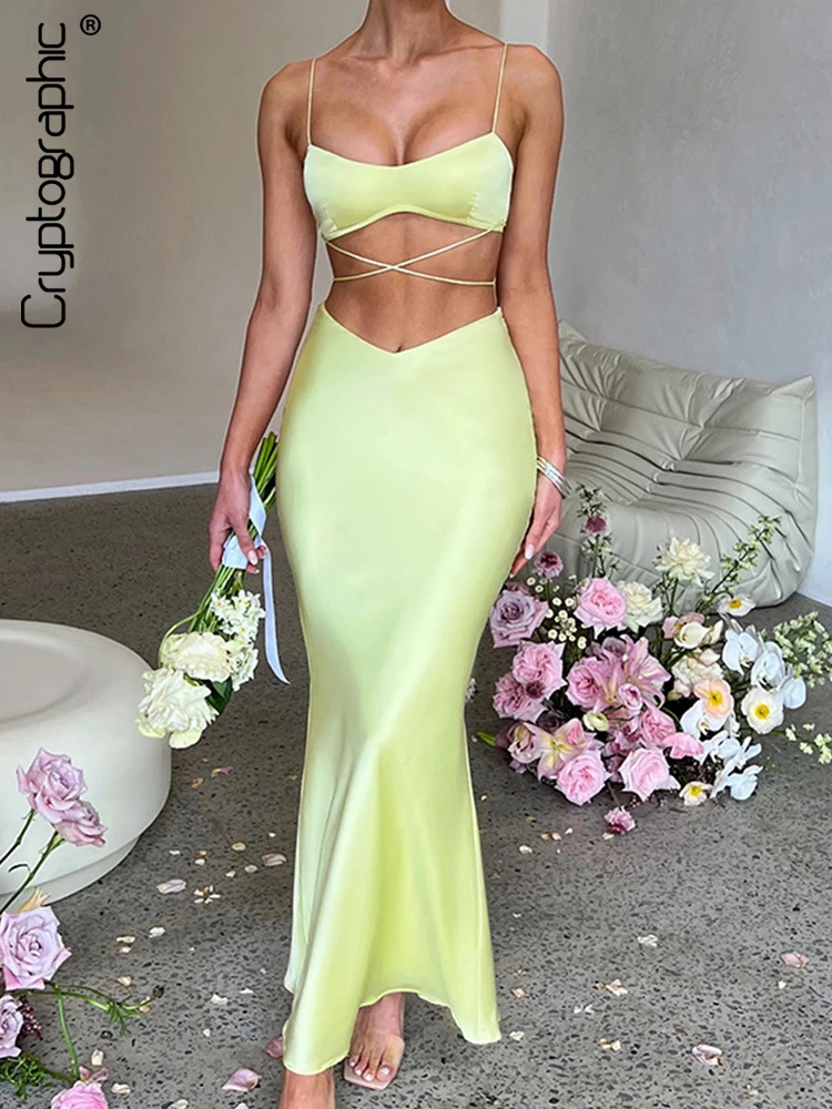 

Cryptographic/пикантный топ на шнуровке с открытой спиной и юбка, комплект из 2 предметов, модные комплекты одежды, одинаковые комплекты для женщин