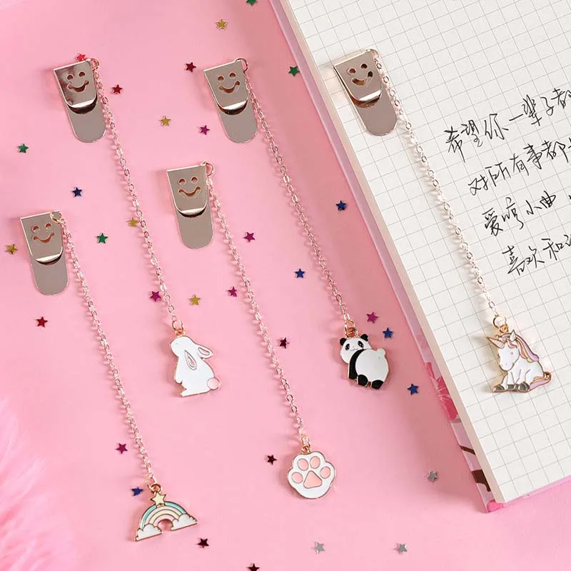 

Creative Panda Rocket Bottle Cat Claw Meteor Cartoon Metal Pendant Bookmark Student Reading Stationery School Office Cute Supply