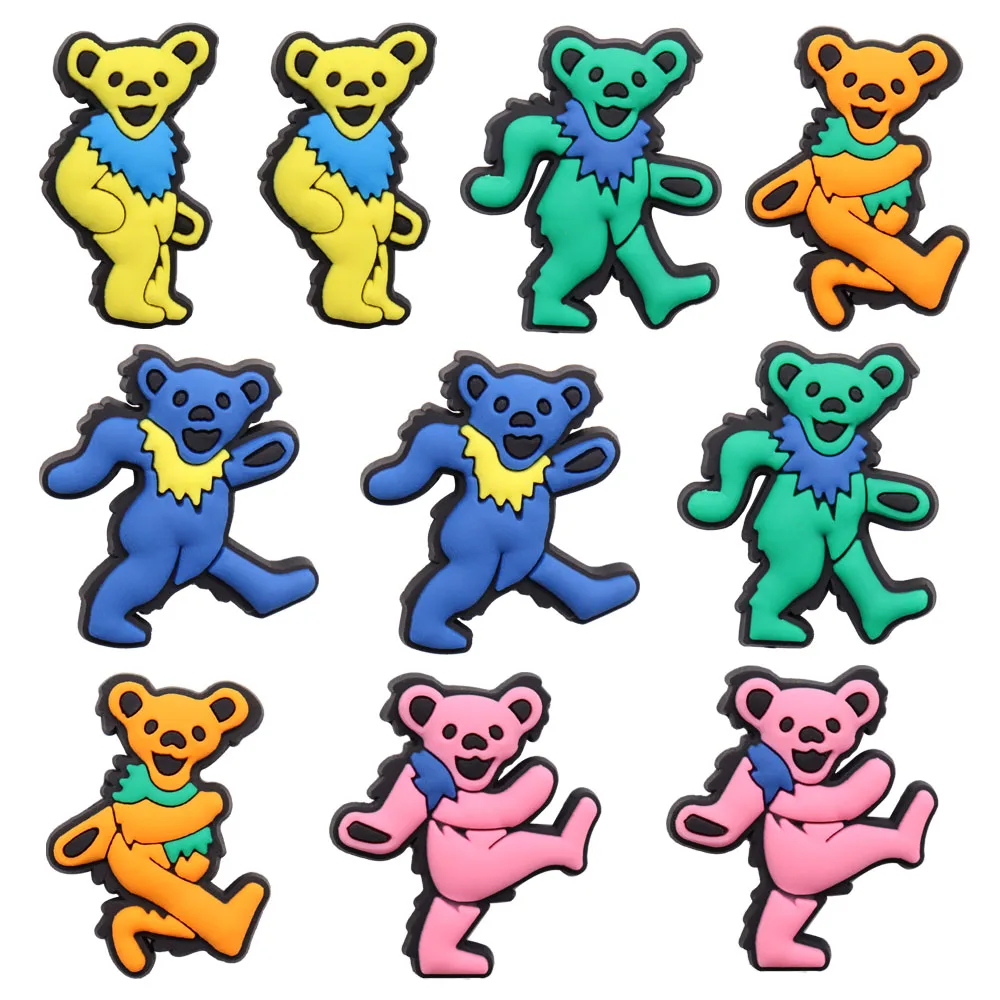 

1Pcs PVC Thanks Giving Dance Bear Animals Shoes Accessories Shoe Decorations Buckle Fit Croc Jibz Charm Kids X-Mas Gift