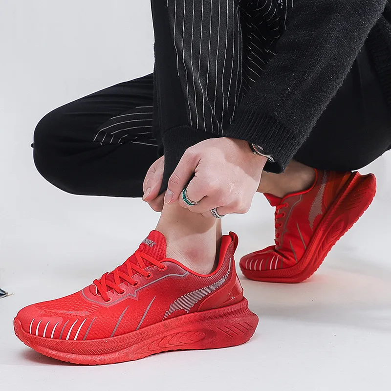 2023 New Spring Orange Cheap Men Women Running Shoes Mesh Height Increasing Sports Shoes Man Chunky Breathable Jogging Shoes Men