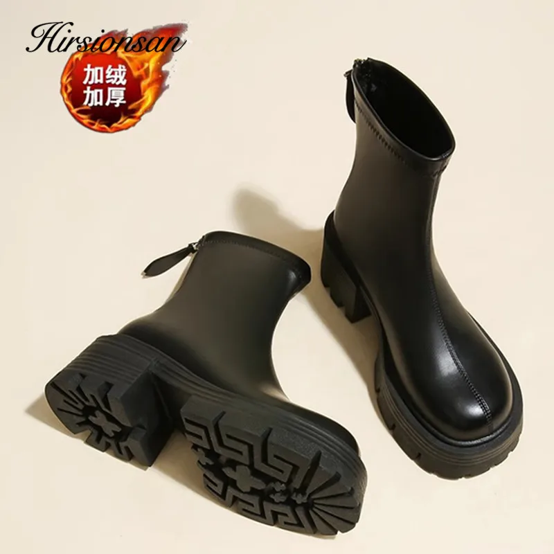 Hirsionsan осенне-зимние женские ботильоны на платформе повседневная обувь молнии