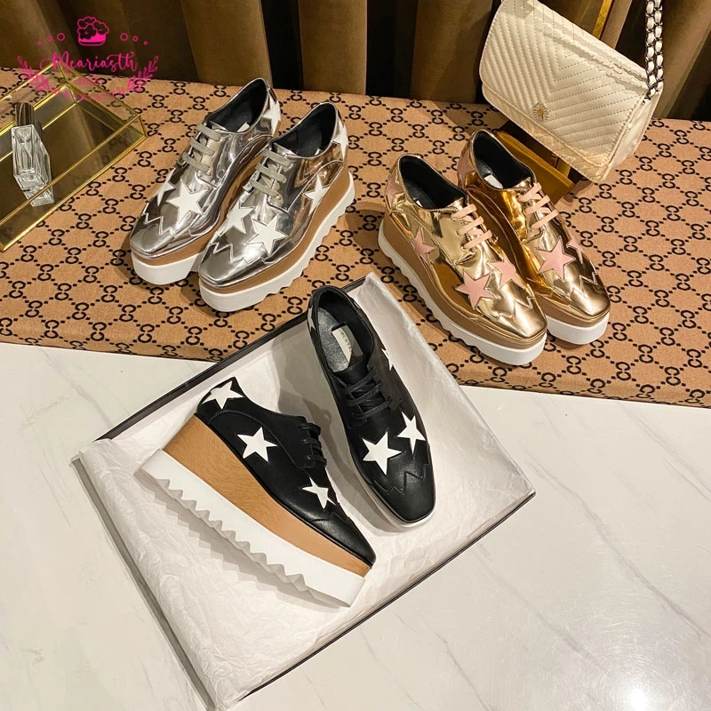 

Туфли женские из лакированной кожи на платформе, с квадратным носком, на шнуровке, осень 2022