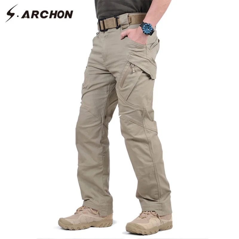 

IX9 97% Cotton Men Military Tactical Caro Pants Men SWAT Combat Army Trousers Male Casual Many Pockets Stretc Cotton Pants