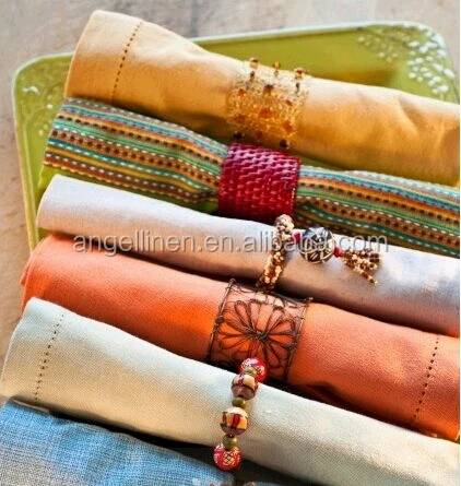 

pure linen table napkins with dot hemstitch in dyeing colors