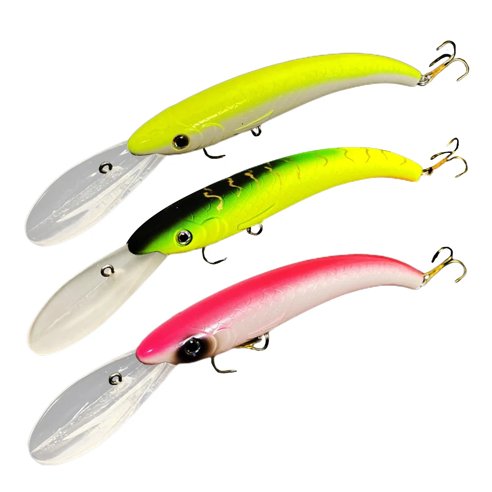 

15.5cm/18g Wobbler Minnow Fishing Lure Big Crankbait Hook SeaFishing Hard Bait Lure Hard Bait Long Tongue Rice Crankbaits