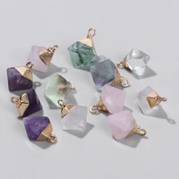 raw natural stone charms pendant lucky healing fluorite quartz gem pendant for women jewelry diy necklace accessories wholesale