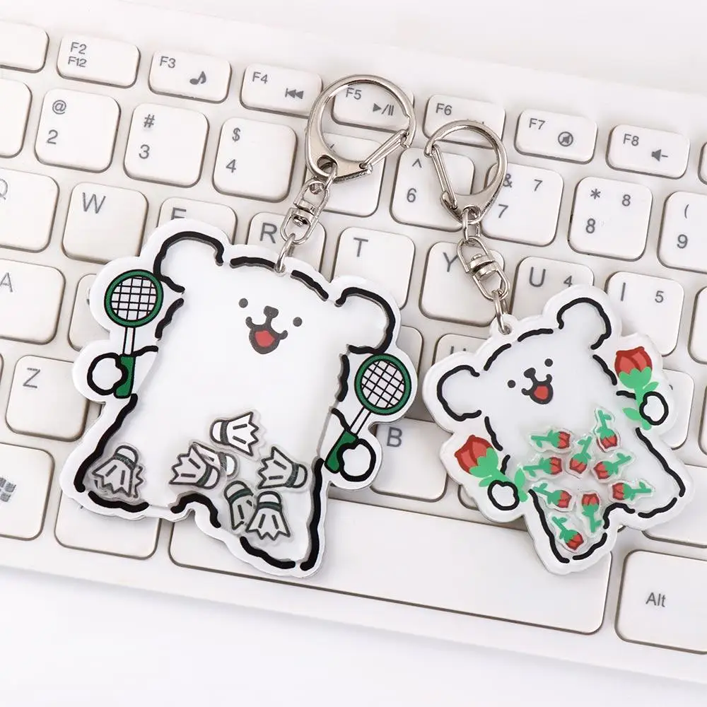 Акриловая линия встряхивания брелок для щенка розовый шар розы брелки в виде