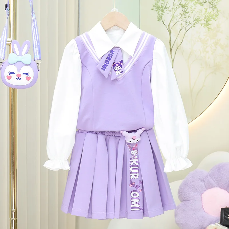 Новинка 2023 куртка для девочек рубашка плиссированная юбка Kuromi модная