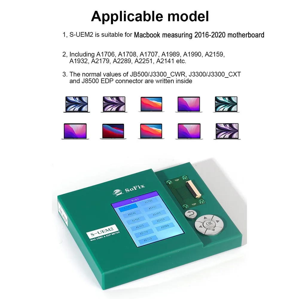 

S-UEM2 /Mac USBC & EDP Meter/ Detector for EDP Connector of MacBook Logic Board/Macbook Screen Test Box
