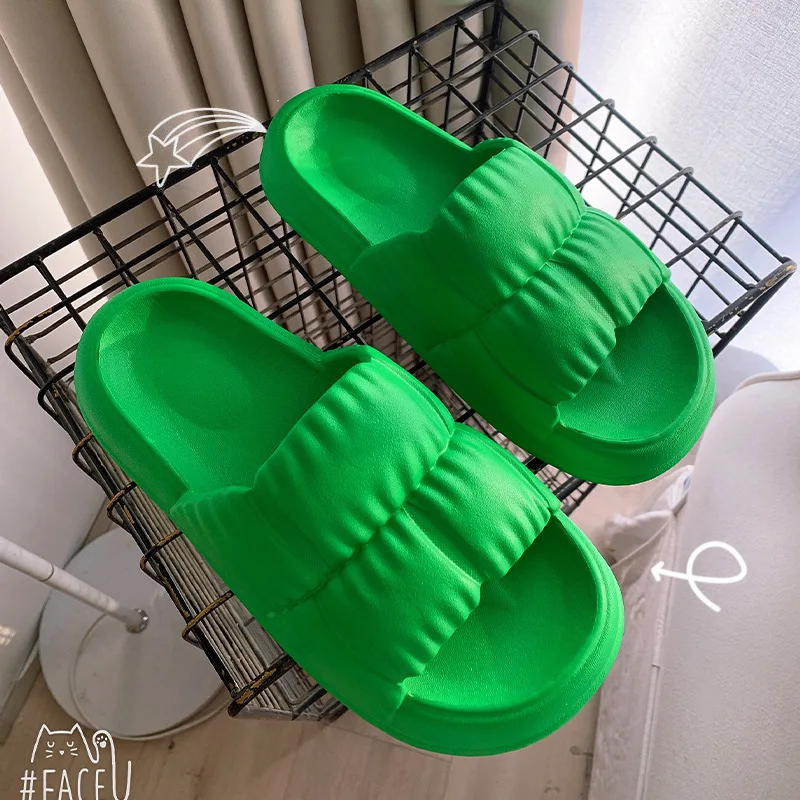 

Step on shit sense slippers couple non-slip wash female summer outside wear home dual-use bath soft bottom flip-flops