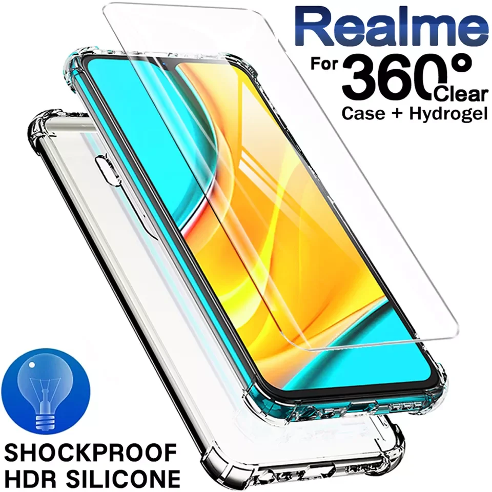 

NEW2022 360 Shockproof Cover Clear Case For Realme Gt Neo 2 5 6 X2 Q3 7 8 Pro C21 C11 C3 X3 Superzoom XT Gt 5g 6i With Screen Pr