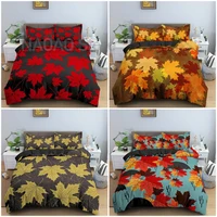colorful maple leaves pattern bedding set bedclothes autumn scenery quilt cover microfiber luxury home textile single king queen