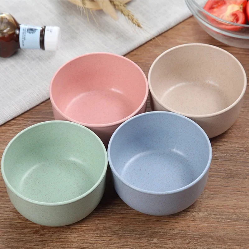 

Baby Feeding Bowl Kids Plate Food Grade Wheat Straw Eco-friendly Solid Color Round Dish Children Dinnerware Newborn Bowls