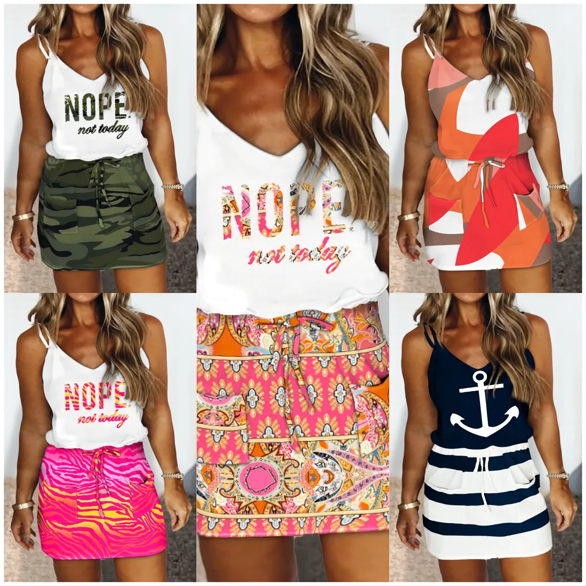 

2023 Summer Women's New Skirt Suit, Casual Halter Dress for Women