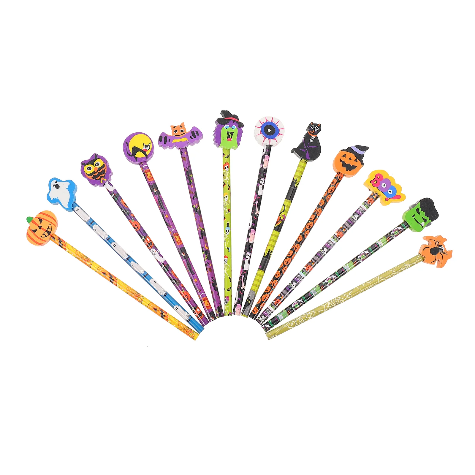 

12pcs Themed Painting Pencils Cartoon Pencils with Erasers Students Stationery