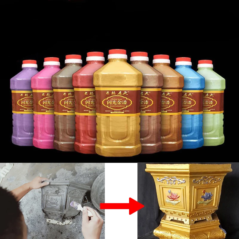 

250g Water-based Gold Paint Cement Flowerpot Special Gold Pigment External Wall Color Roman Column Mold DIY Paint