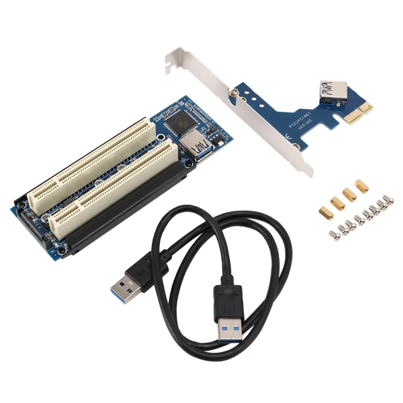 

Pci-E Express X1 To Dual Pci Riser Extend Adapter Card With 1M Usb3.0 Cable For Win2000/Xp/Vista/Win7/Win8/Linux