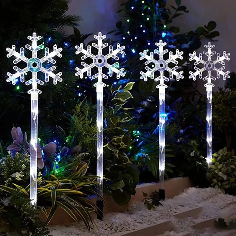 

Christmas Solar Pathway Light Outdoor 4 Pack Solar Snowflake Stake Light Waterproof For Path Yard Lawn Garden Landscape Decor