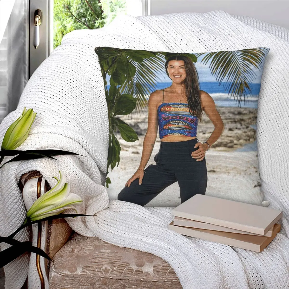 Фото Наволочка Parvati Shallow Australian Survivor из полиэстера, льна и бархата с принтом, на молнии, декоративная, для дивана, чехол для подушки №3