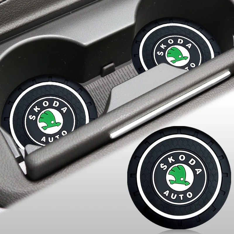 

Черный Автомобильный держатель для стакана для воды, нескользящий коврик для Skoda Octavia Fabia Karoq Octavia Mk2 Kamiq Scala Kodiaq, аксессуары