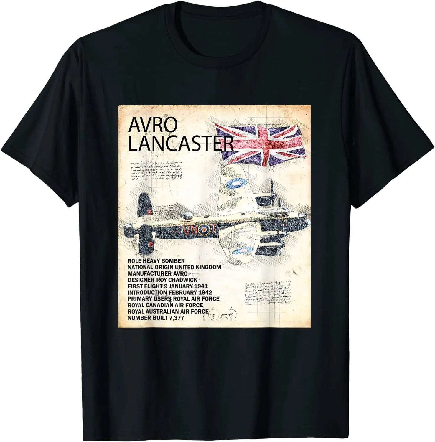 

Lancaster Bomber Airplane RAF Aircraft WW2 Plane Aeroplane Men T-Shirt Short Sleeve Casual Cotton O-Neck Summer Shirt