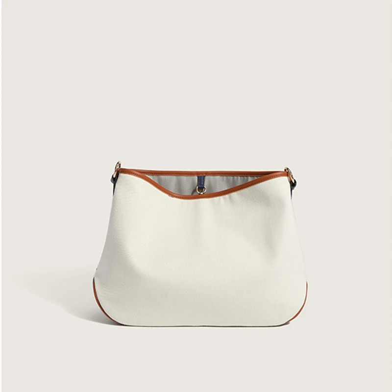 Large-capacity Canvas Shoulder Bag Women's Casual Simple Beige Fashion Handbag Versatile Convenient Crossbody Bags for Woman