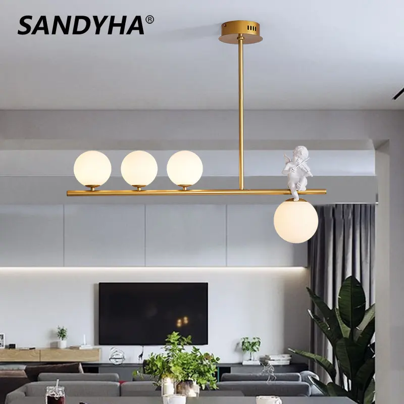 

SANDYHA Chandelier Minimalist Led Magic Bean Glass G9 for Living Dining Room Salon Bar Lustres Para Sala De Jantar Pendant Light
