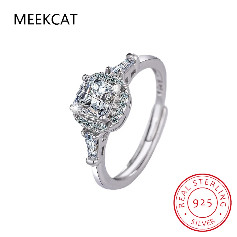 Квадратное кольцо с настоящим муассанитом и бриллиантом 0 5 карата-3 карата чистое