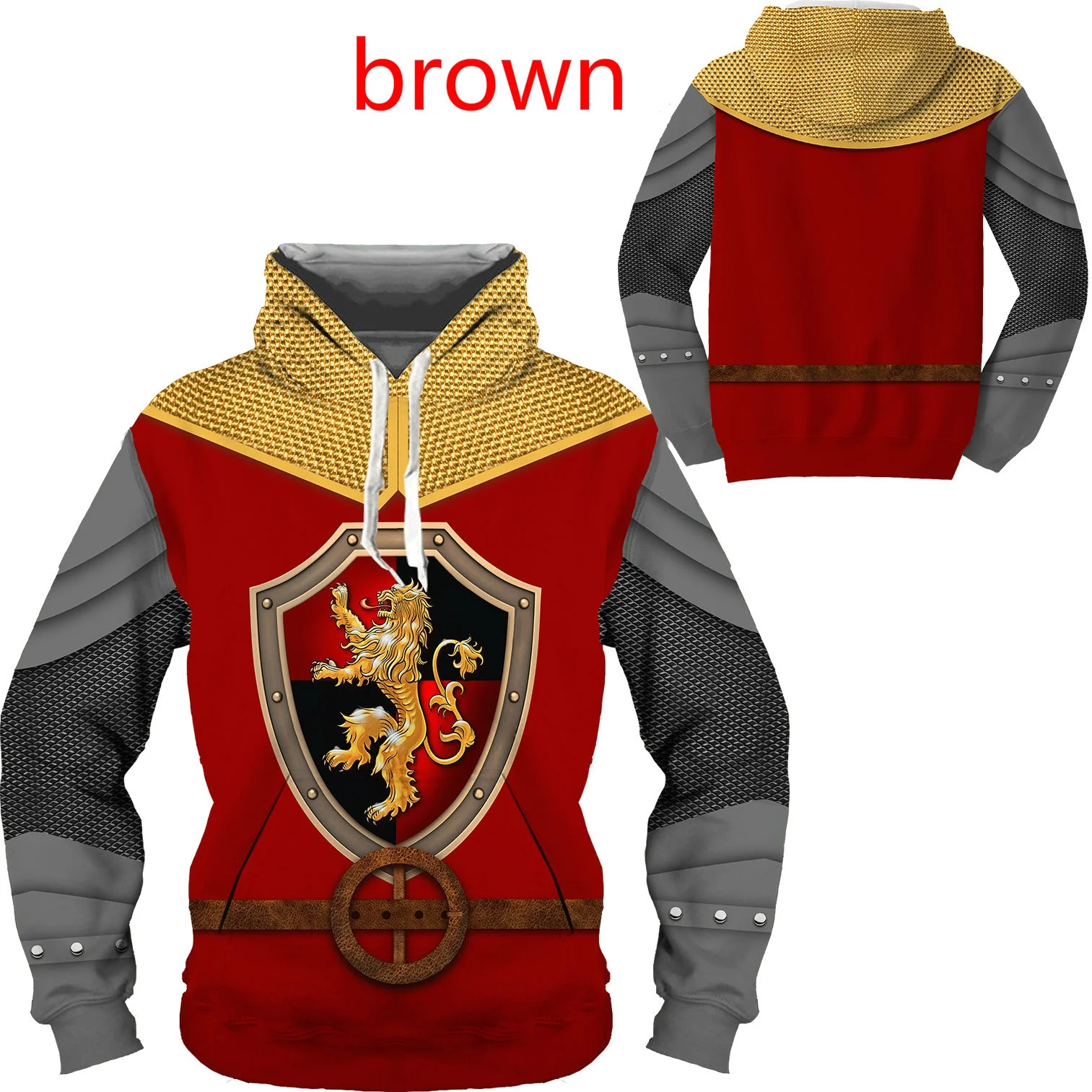 Fashion 3D retro Armor Printed hoodie Mens Sweatshirt Unisex Pullover Casual Jacket