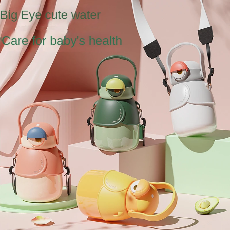 

Big Belly Mug Cartoon Large Capacity Water Cup Big Eye Thermos Mug Children's Kettle Straw Cup Vacuum Flask Travel Thermal Cup