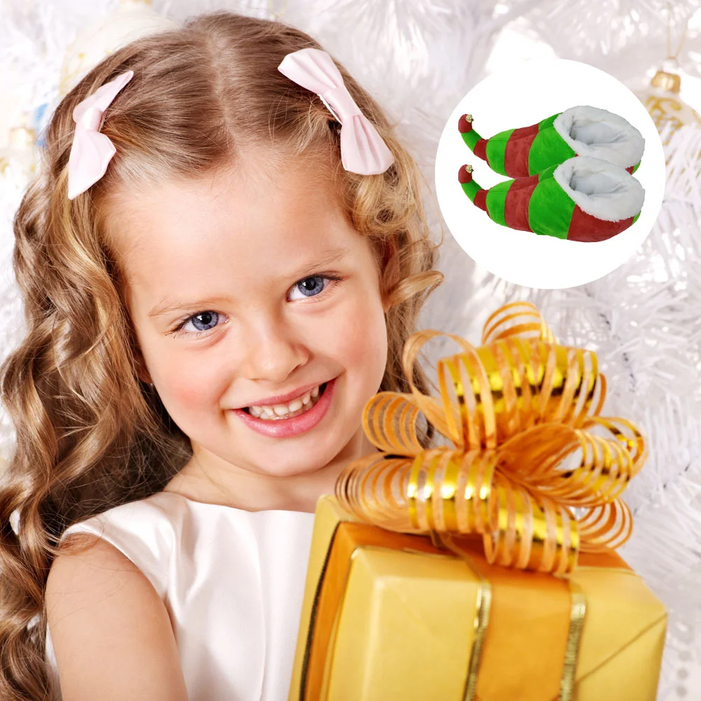 

Slippers Christmas Elf Plush Warmsoft Holiday House Non Accessories Costume Winter Furry Cozyindoor Role Play Women Reindeer