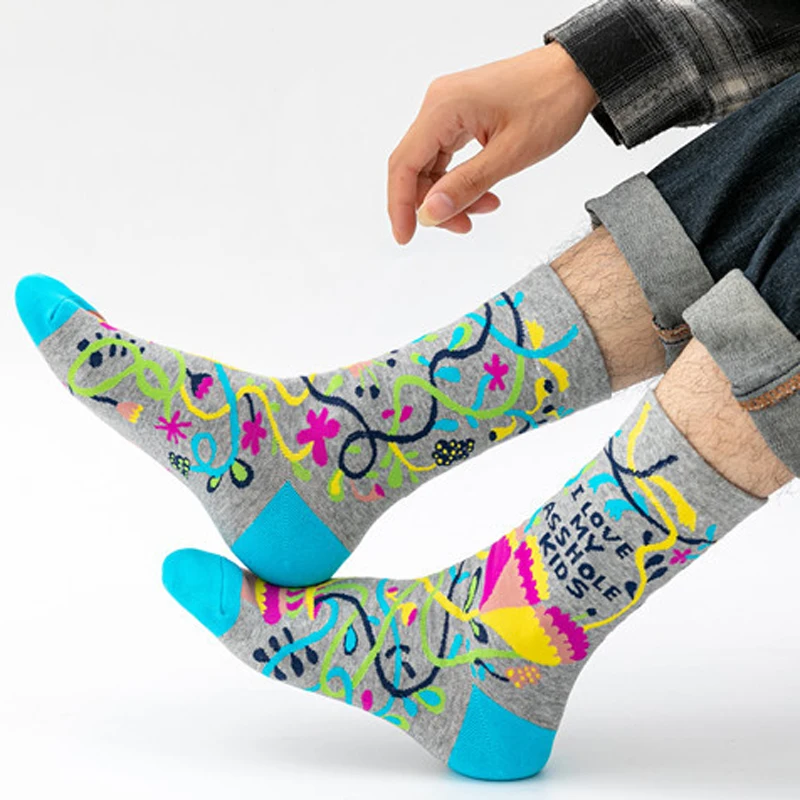 

Cute Floral Print Women Stockings Kawaii European Abstract Style Casual Men Long Socks Spring Autumn Female Lingerie For Ladies