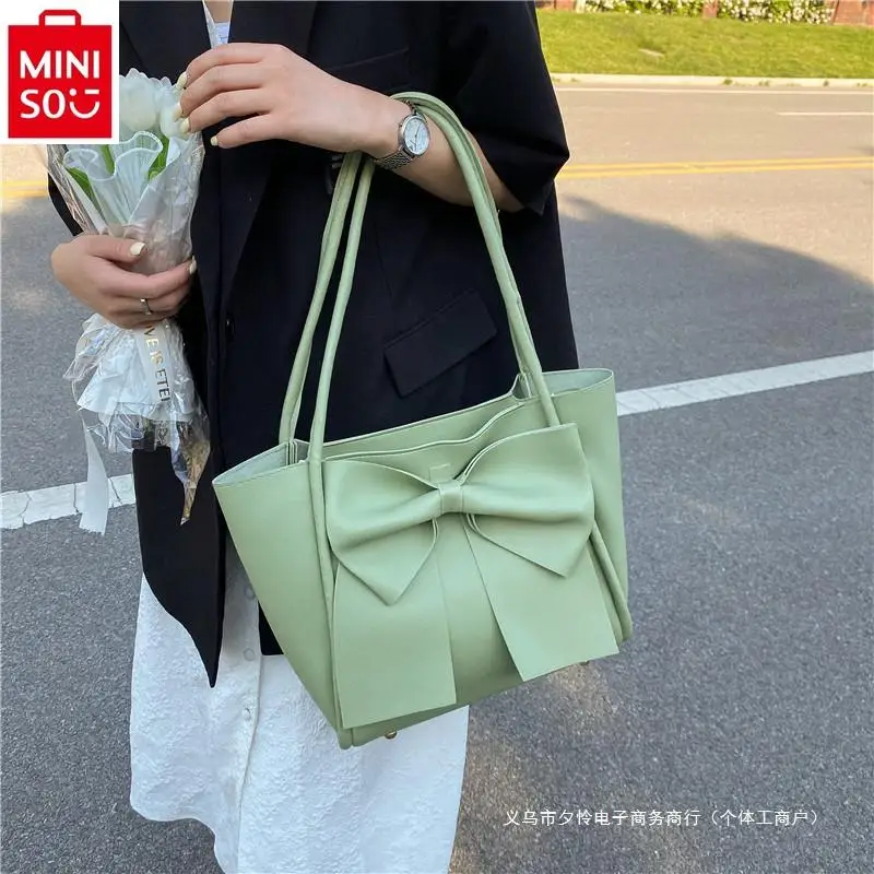 MINISO Disney модная большая вместительная сумка-тоут принцессы с бантом женская