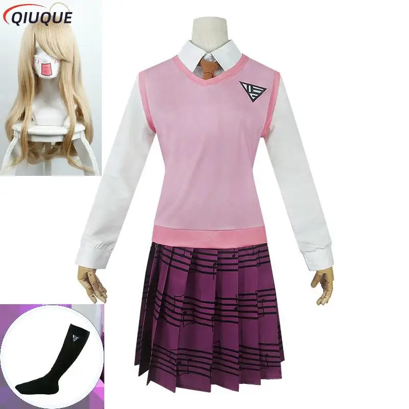 

Anime Danganronpa V3 Cosplay Akamatsu Kaede Cosplay Costume Women Uniforms Skirts Girls Halloween Costumes Dress Outfits