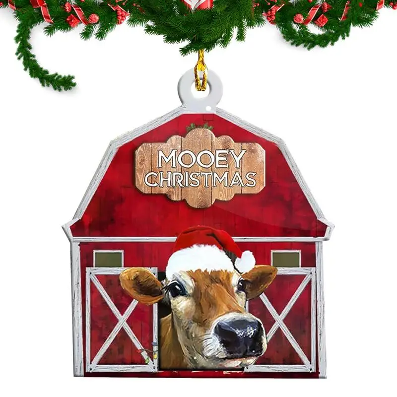 

Рождественская елка, подвесные украшения, рождественские акриловые подвесные украшения, фермерский принт, мини-подвеска для стены, окна, автомобиля