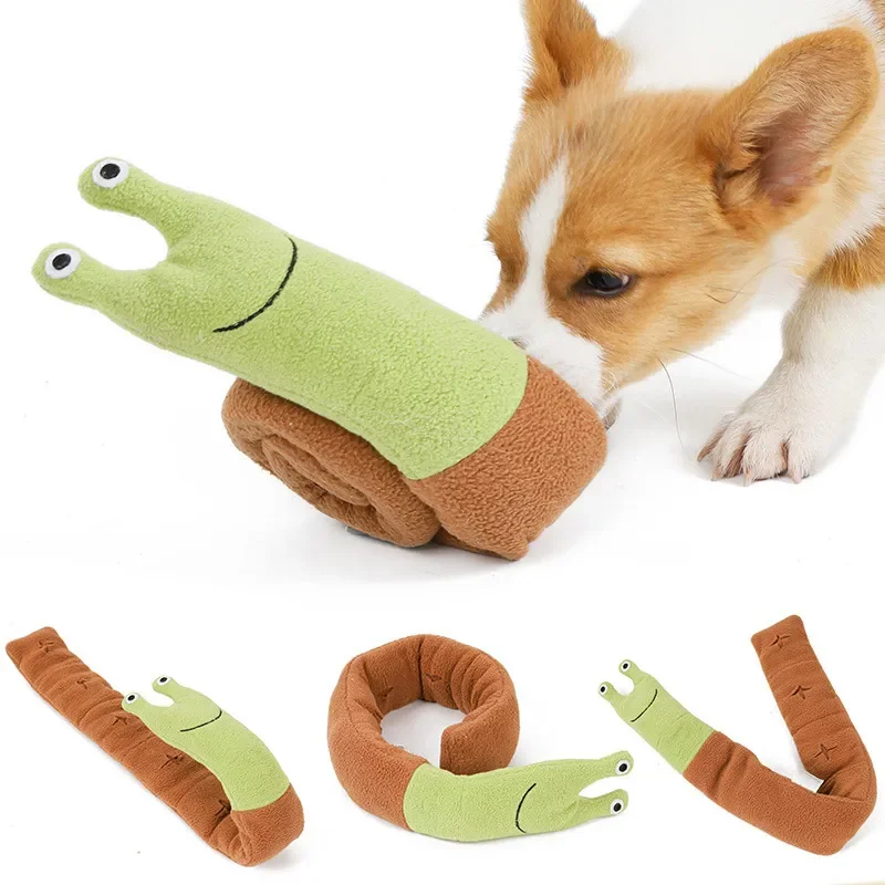

2023NEW Dog Squeak Toys Pet Sniffing Plush Snails Toys Tibetan Food Molar Puzzle Dog Toys Interactive Dog Puzzle Toy Feeder Who