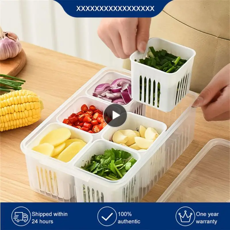 

Strong Sealing Storage Box Refrigerator Box Household Six-compartment Removable Sealed Cans Kitchen Refrigerator Storage Basket