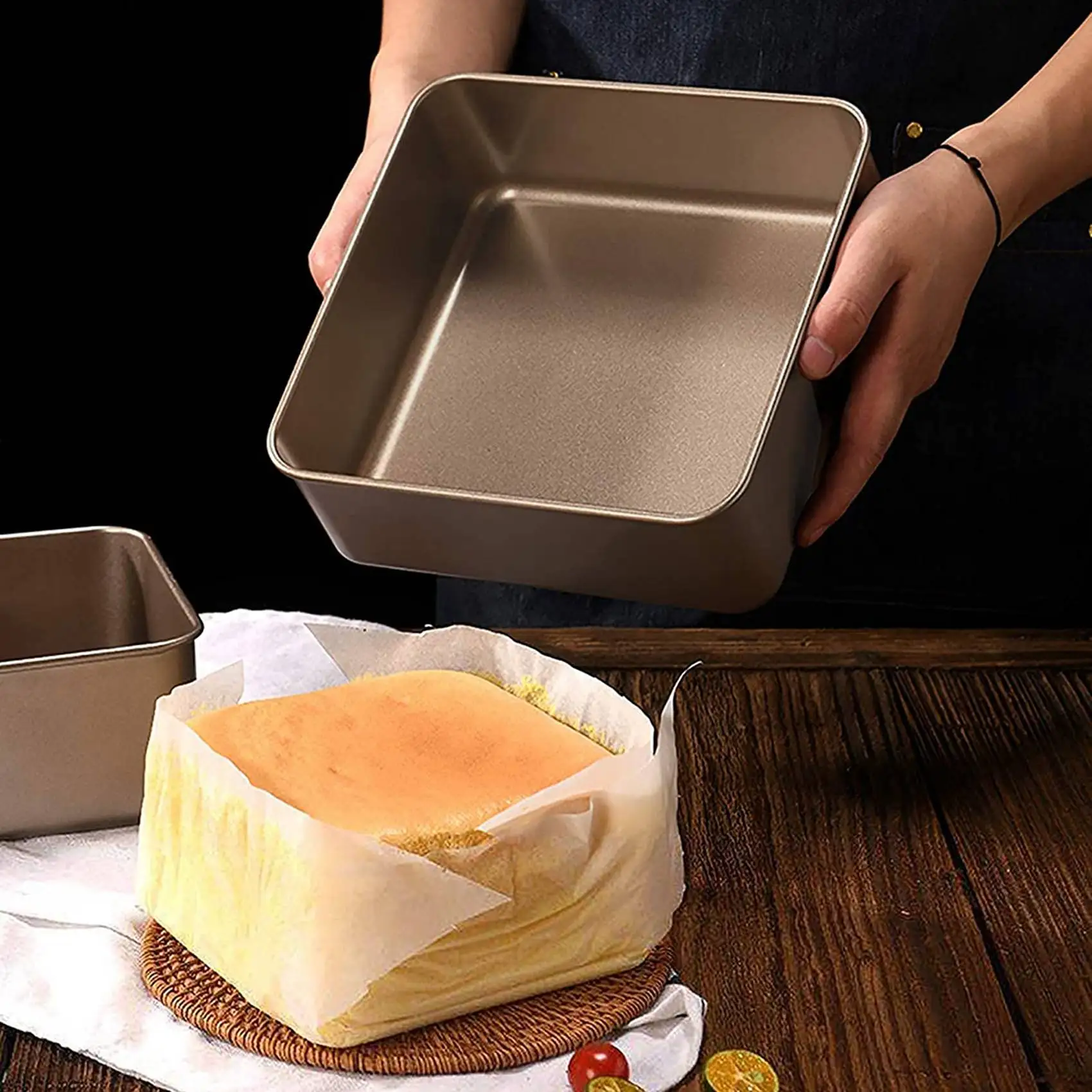 Золотая квадратная форма для торта утолщенная антипригарная древняя выпечки