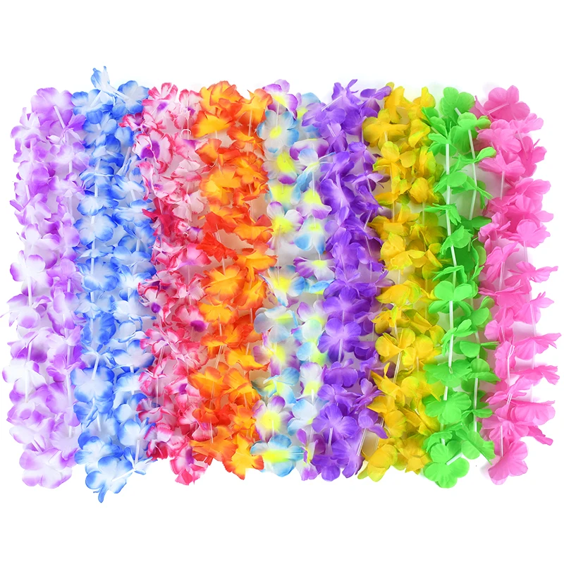 5/10Pc Hawaii Party Leis Flower Wreath Garland Hawaiian Necklace Hawai Floral Wedding Birthday Party Supplies Garland Decoration images - 6
