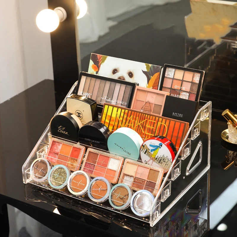 

Seven floors Clear Acrylic Makeup Pressed powder Tools Holder Eyeshadow Palette Organizer Box Nail polish perfume display stand
